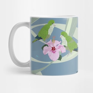 Loriquets and hibiscus in rose Mug
